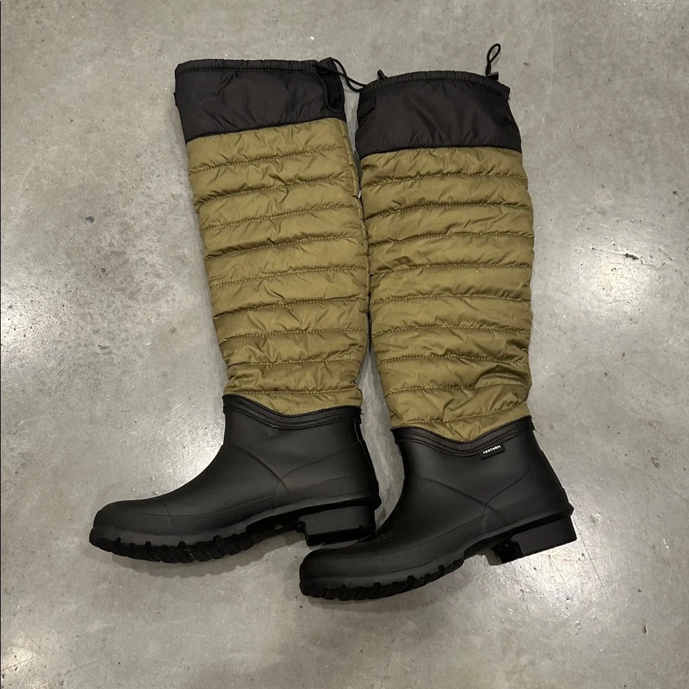 Tretorn Harriet Fleece Lined Knee High Winter Rain Boots Green Black 9 - Picture 5 of 6